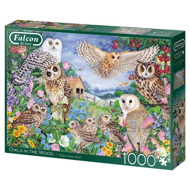 Foto van Falcon legpuzzel owls in the wood 1000 stukjes