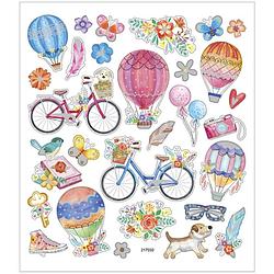 Foto van Creotime stickervel fietsen en luchtballonnen 16,5 x 15 cm 29 stuks