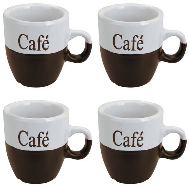 Foto van Koffiemok - set 4x stuks - donkerbruin - keramiek - 150 ml - bekers