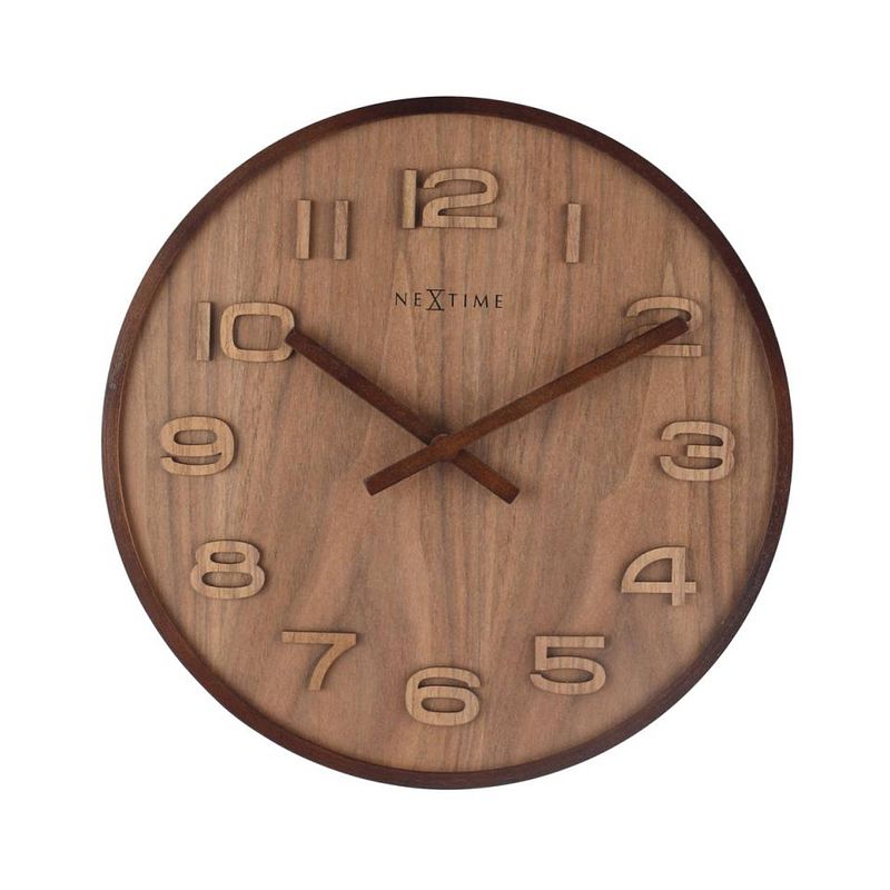 Foto van Nextime wood wood medium wandklok - bruin