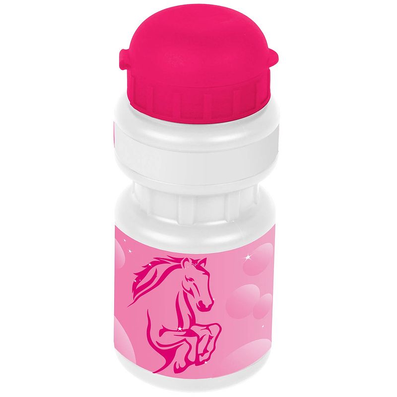 Foto van Ventura bidon met houder paard 300 ml meisjes roze/wit