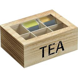 Foto van 6-vaks tea theedoosje/theekistje van hout 16 x 21,7 x 9 cm - theedozen