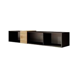 Foto van Meubella tv-meubel saint - zwart - eiken - 160 cm - actie