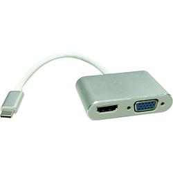 Foto van Roline usb-c® / hdmi adapterkabel usb-c® stekker, hdmi-a bus 0.10 m zilver 12.03.3215 usb-c®-displaykabel