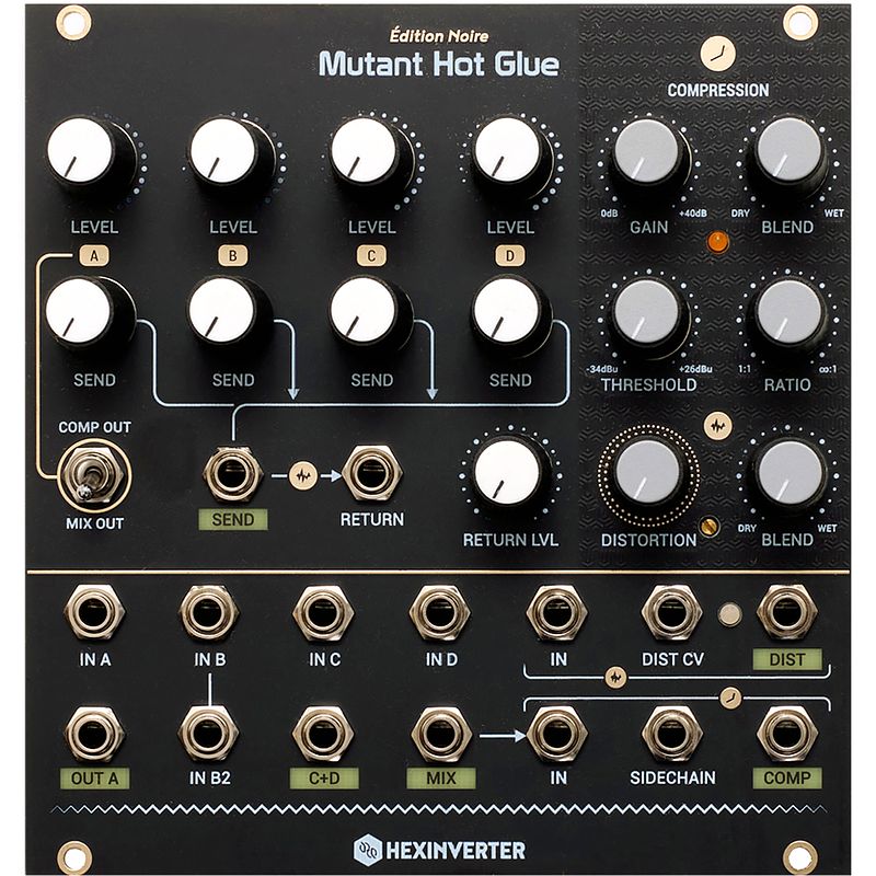 Foto van Erica synths hexinverter mutant hot glue eurorack module