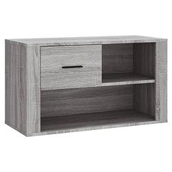 Foto van The living store schoenenkast - grijs sonoma eiken - 80x35x45 cm - stevig materiaal