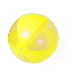 Foto van Opblaasbare strandbal plastic geel 28 cm - strandballen