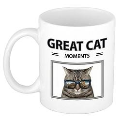 Foto van Grijze katten mok met dieren foto great cat moments - feest mokken