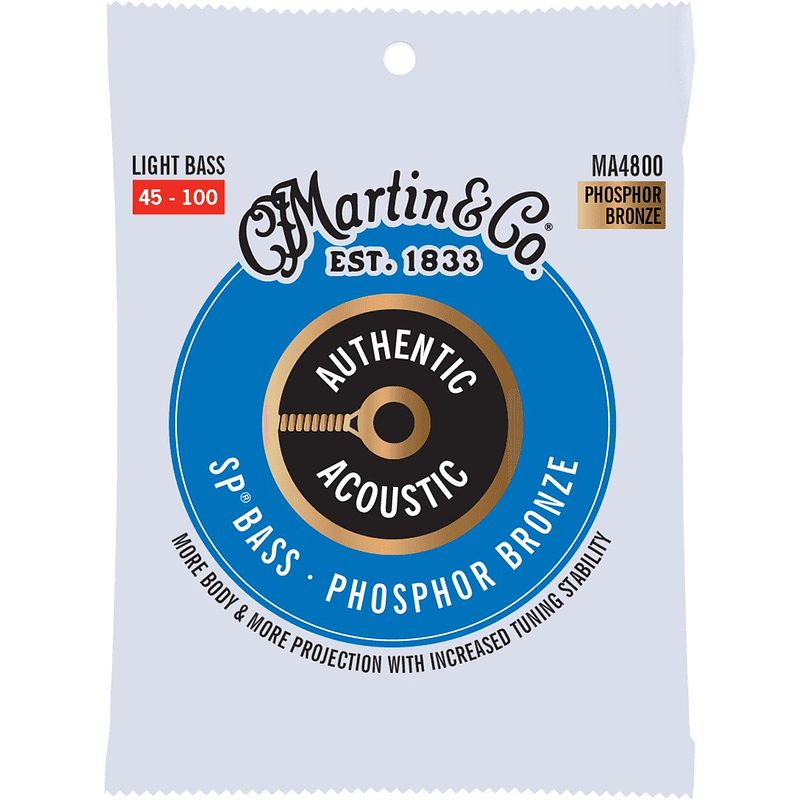 Foto van Martin strings ma4800 sp bass phosphor bronze light bass snarenset voor akoestische basgitaar