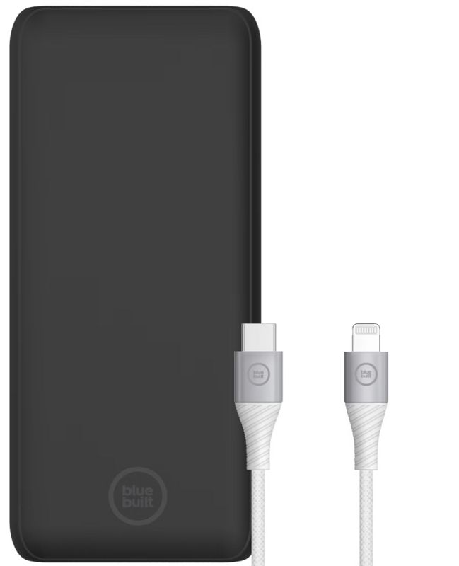 Foto van Bluebuilt powerbank met snelladen 20.000 mah + lightning kabel 1,5m nylon wit