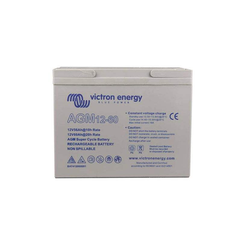 Foto van Victron energy agm super cycle 12v 60a loodaccu 12 v 60 ah loodvlies (agm) (b x h x d) 260 x 215 x 168 mm m5-schroefaansluiting onderhoudsvrij