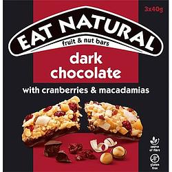 Foto van Eat natural fruit & nut bars dark chocolate with cranberries & macadamias 3 x 40g bij jumbo