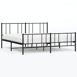 Foto van Vidaxl bedframe met hoofd- en voeteneinde metaal zwart 183x213 cm