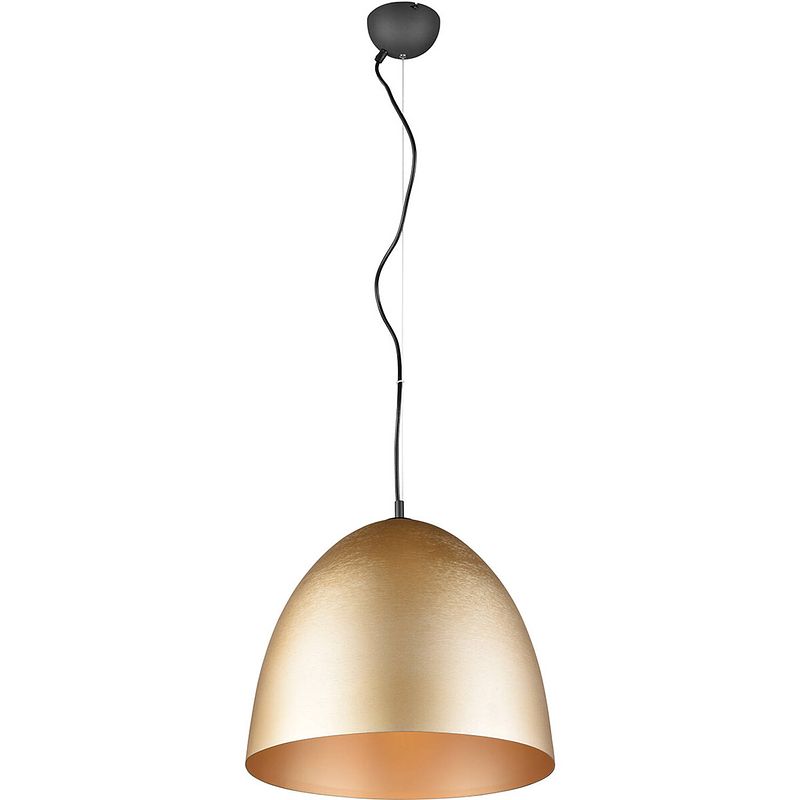 Foto van Led hanglamp - hangverlichting - trion lopez xl - e27 fitting - 1-lichts - rond - mat goud - aluminium