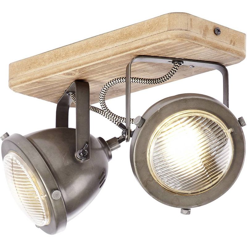 Foto van Brilliant carmen wood 72029/84 plafondspot led gu10 50 w hout, rvs (geborsteld)