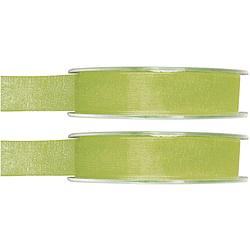 Foto van 2x hobby/decoratie groene organza sierlinten 1,5 cm/15 mm x 20 meter - cadeaulinten