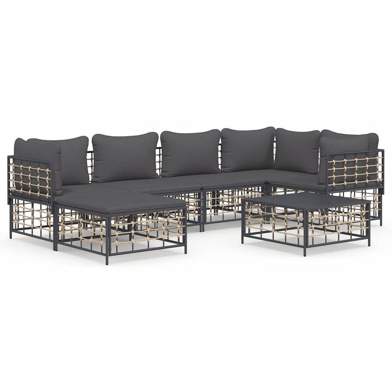 Foto van Vidaxl 7-delige loungeset met kussens poly rattan antracietkleurig