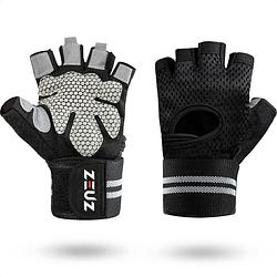 Foto van Zeuz® sport & fitness handschoenen heren & dames - krachttraining - crossfit - grijs & zwart - maat s