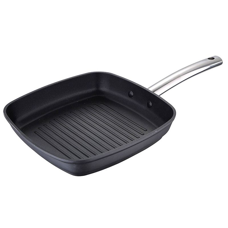 Foto van Grillpan masterpro zwart gehard aluminium (ø 28 cm)