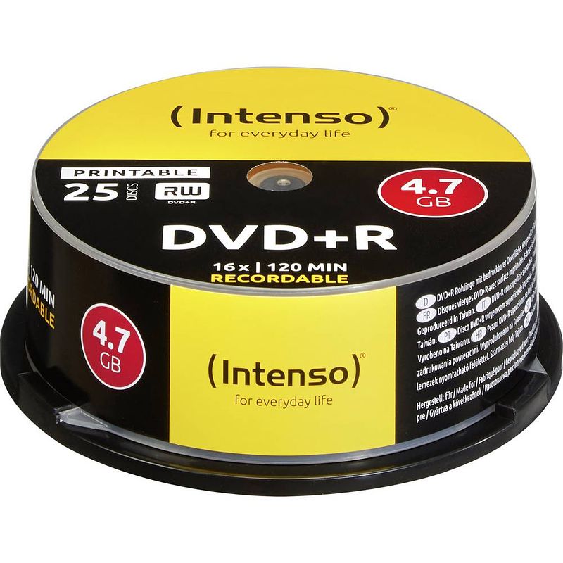 Foto van Intenso 4811154 dvd+r disc 4.7 gb 25 stuk(s) spindel bedrukbaar