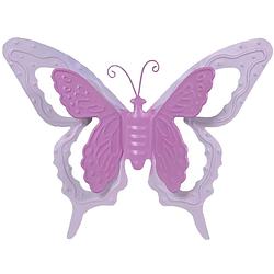 Foto van Mega collections tuin/schutting decoratie vlinder - metaal - roze - 17 x 13 cm - tuinbeelden