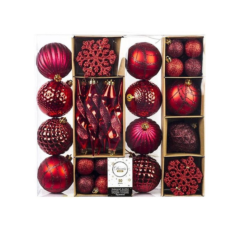 Foto van Decoriss - kerstballen - 50 stuks (rood)