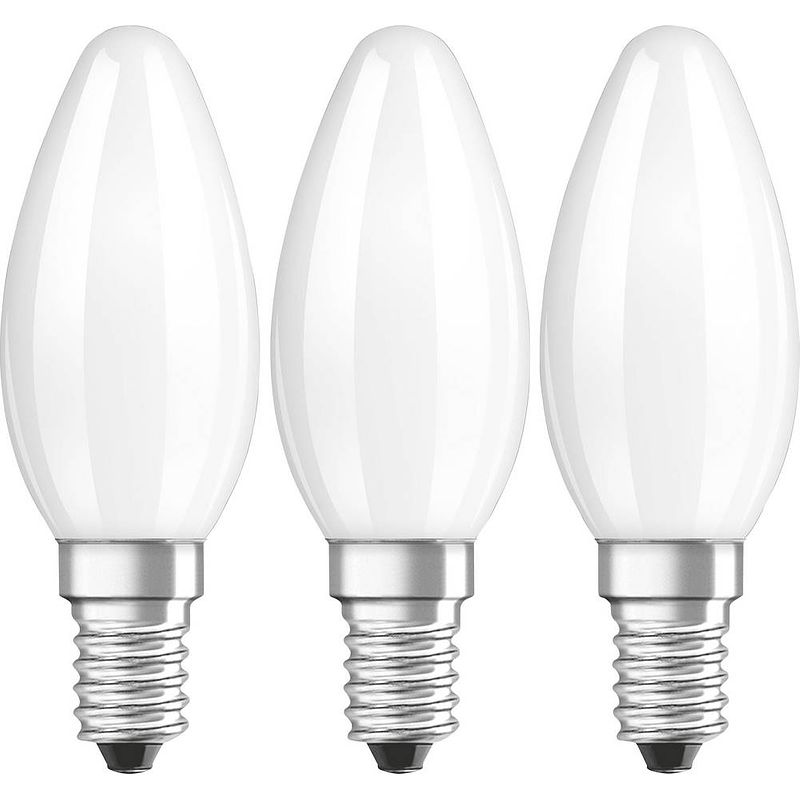 Foto van Osram 4058075819375 led-lamp energielabel e (a - g) e14 kaars 4 w = 40 w warmwit (ø x l) 35 mm x 100 mm filament / retro-led 3 stuk(s)