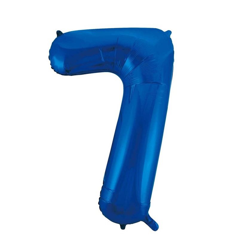 Foto van Cijfer 7 jaar folie ballon blauw van 86 cm - ballonnen