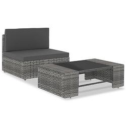 Foto van Vidaxl 2-delige loungeset poly rattan grijs