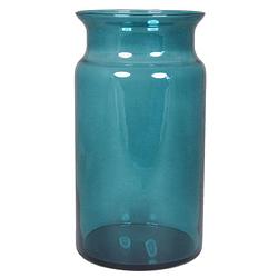 Foto van Bloemenvaas - turquoise blauw/transparant glas - h29 x d16 cm - vazen