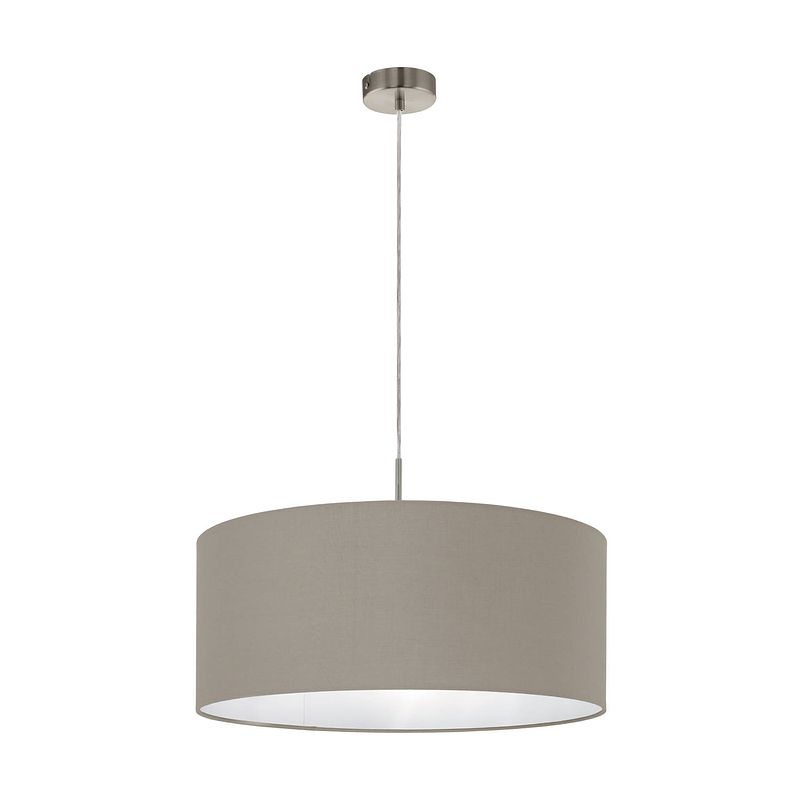 Foto van Eglo pasteri - hanglamp - 1 lichts - ø530mm. - nikkel-mat - taupe