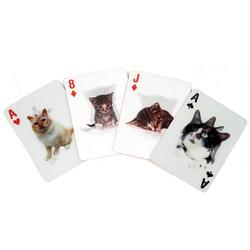 Foto van Kikkerland speelkaarten 3d cats 9 x 6 cm karton rood 54-delig
