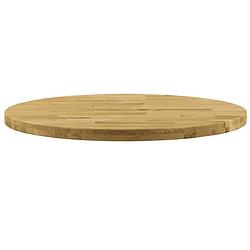 Foto van The living store houten tafelblad - diameter 800 mm - massief eikenhout - natuurlijke houtkleur