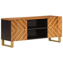 Foto van Vidaxl tv-meubel 105x33,5x46 cm massief mangohout bruin en zwart