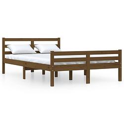 Foto van Vidaxl bedframe massief hout honingbruin 135x190 cm 4ft6 double