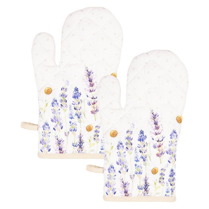 Foto van Haes deco - set van 2 ovenwanten - 18x30 cm - 100% katoen - lavender field