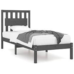 Foto van The living store houten bedframe - grijs - 205.5 x 105.5 x 31 cm - massief grenenhout