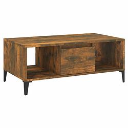 Foto van The living store salontafel industriële gerookt eiken - 90 x 50 x 36.5 cm - opbergruimte - metaal