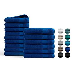 Foto van Seashell hotel handdoekset - 15 stuks - classic blue - setinhoud: (9x) 50x100cm + (6x) 70x140cm