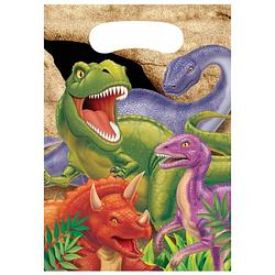 Foto van 32x stuks dinosaurus thema feestzakjes/cadeauzakjes 22 x 16 cm - uitdeelzakjes