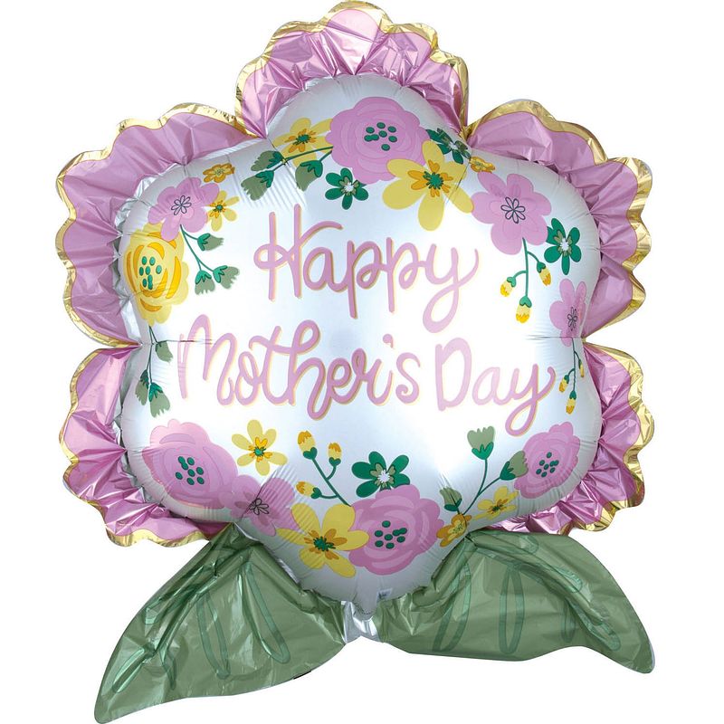 Foto van Amscan folieballon happy mother's day! 63 x 68 cm roze/wit/groen