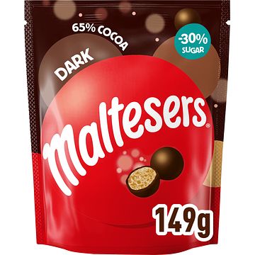 Foto van Maltesers dark pure chocolade snoepjes uitdeelzak aanbieding bij jumbo | 2 zakken m&m'ss a 200250 gram of maltesers a 149175 gram