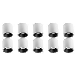 Foto van Opbouwspot 10 pack - pragmi cliron pro - gu10 fitting - opbouw rond - mat wit/zwart - aluminium - verdiept - ø90mm