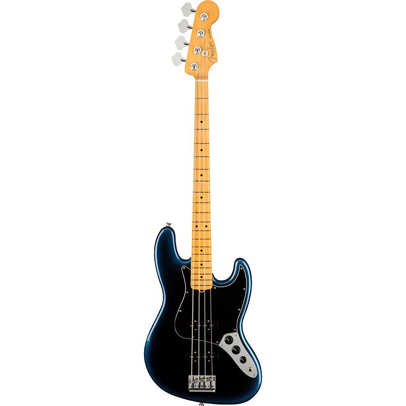 Foto van Fender american professional ii jazz bass dark night mn elektrische basgitaar met koffer