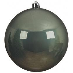 Foto van 1x grote salie groene kerstballen van 14 cm glans van kunststof - kerstbal