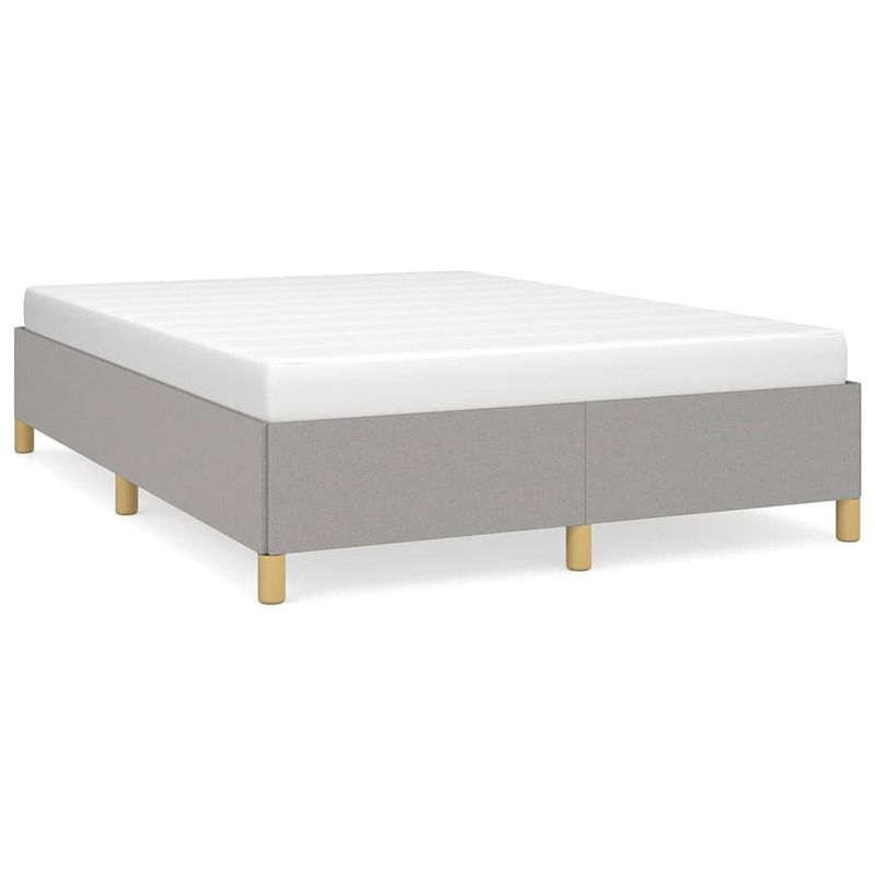 Foto van The living store bedframe - lichtgrijs - 193 x 143 x 35 cm - multiplex lattenbodem - duurzaam materiaal