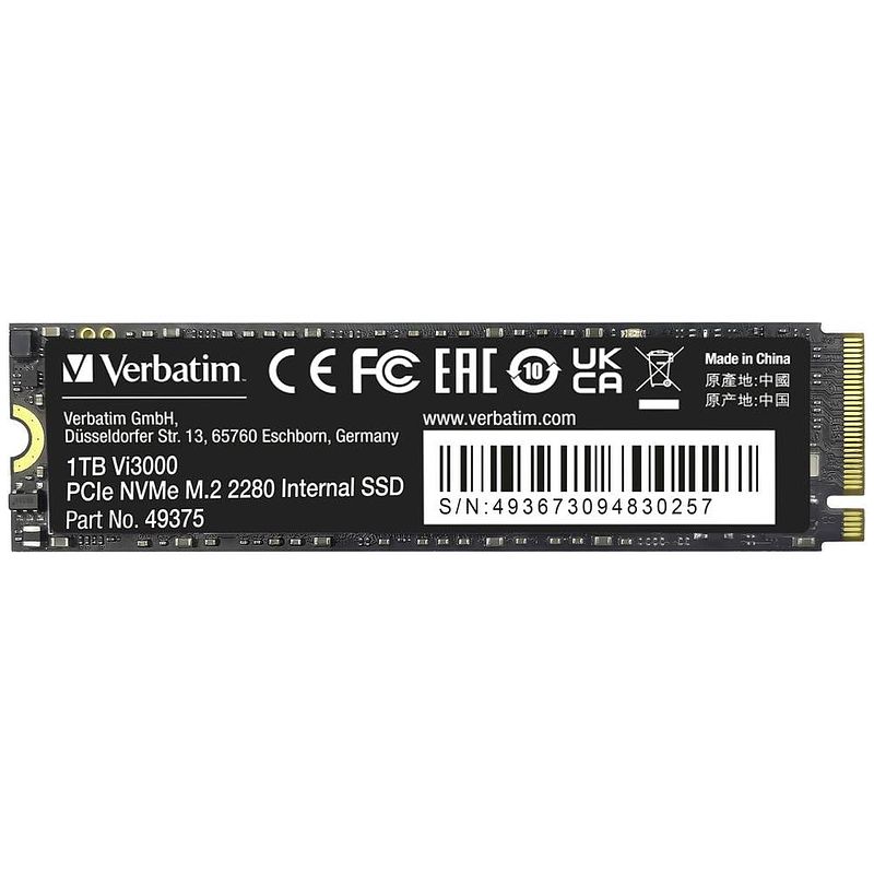 Foto van Verbatim vi3000 1 tb nvme/pcie m.2 ssd 2280 harde schijf pcie nvme 3.0 x4 retail 49375