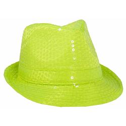 Foto van Neon geel al capone hoedje - verkleedhoofddeksels