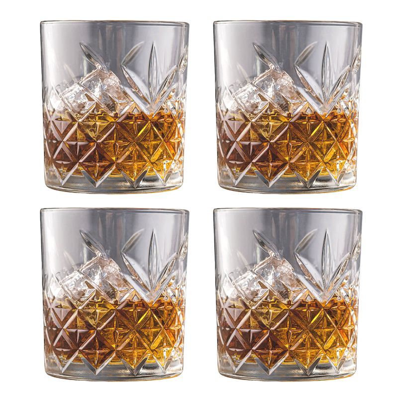 Foto van Orange85 whiskey glazen - set van 4 - kristal - stijlvol - 230 ml - dik glas - stevig - sierlijk