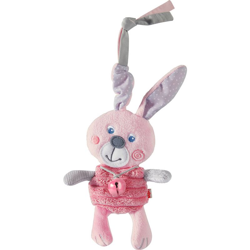 Foto van Haba hangfiguur haas 32 x 11 cm katoen/polyester roze